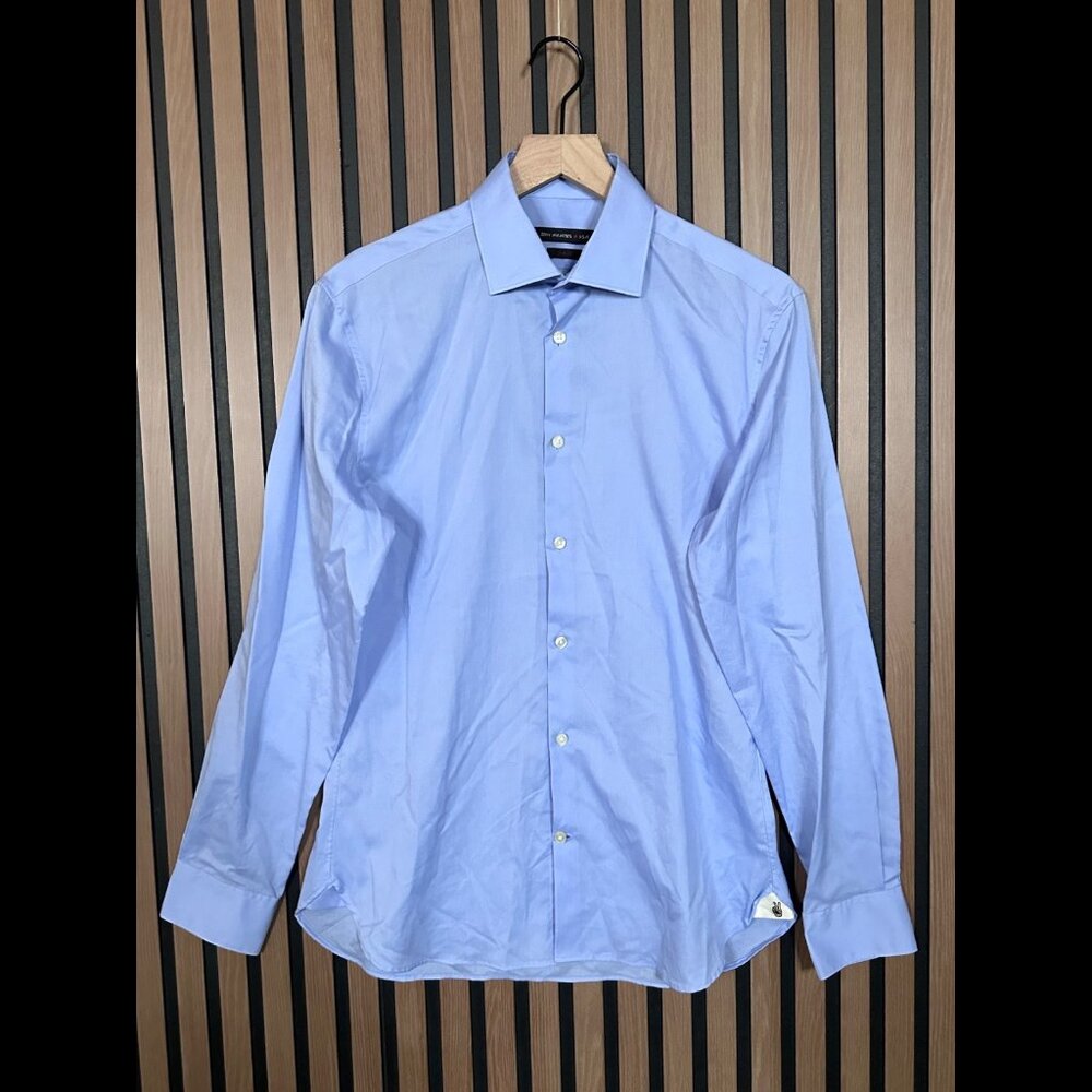 John Varvatos Dress Shirt 14.5 / 32 / 33 Mens Blue Slim Fit Long Sleeve